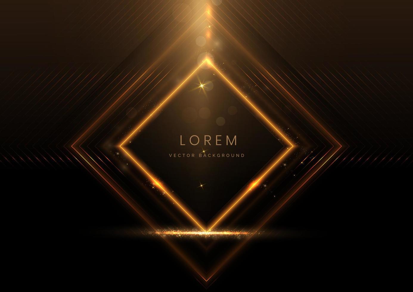 abstracte luxe gouden vierkante gloeiende lijnen overlappen op zwarte achtergrond met lichteffect schittering. sjabloon premium award ontwerp. vector