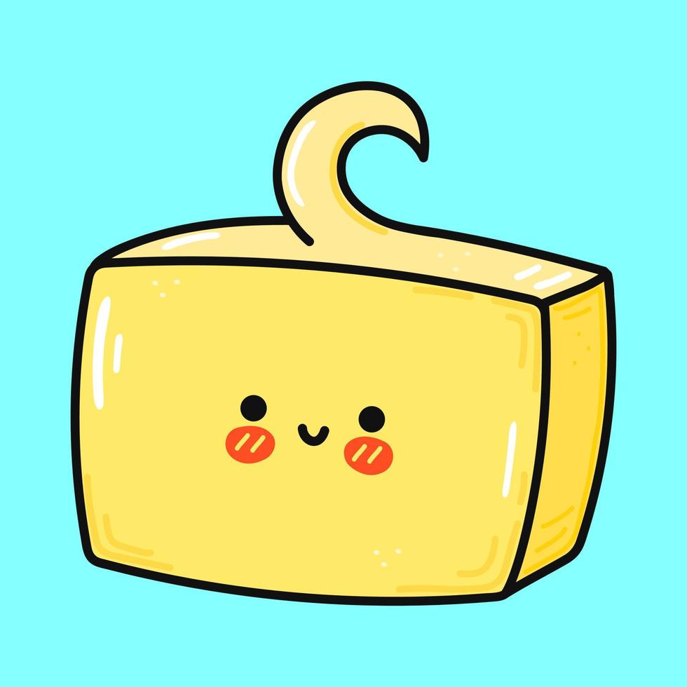 schattig grappig boter. vector hand- getrokken tekenfilm kawaii karakter illustratie icoon. geïsoleerd Aan blauw achtergrond. boter karakter concept