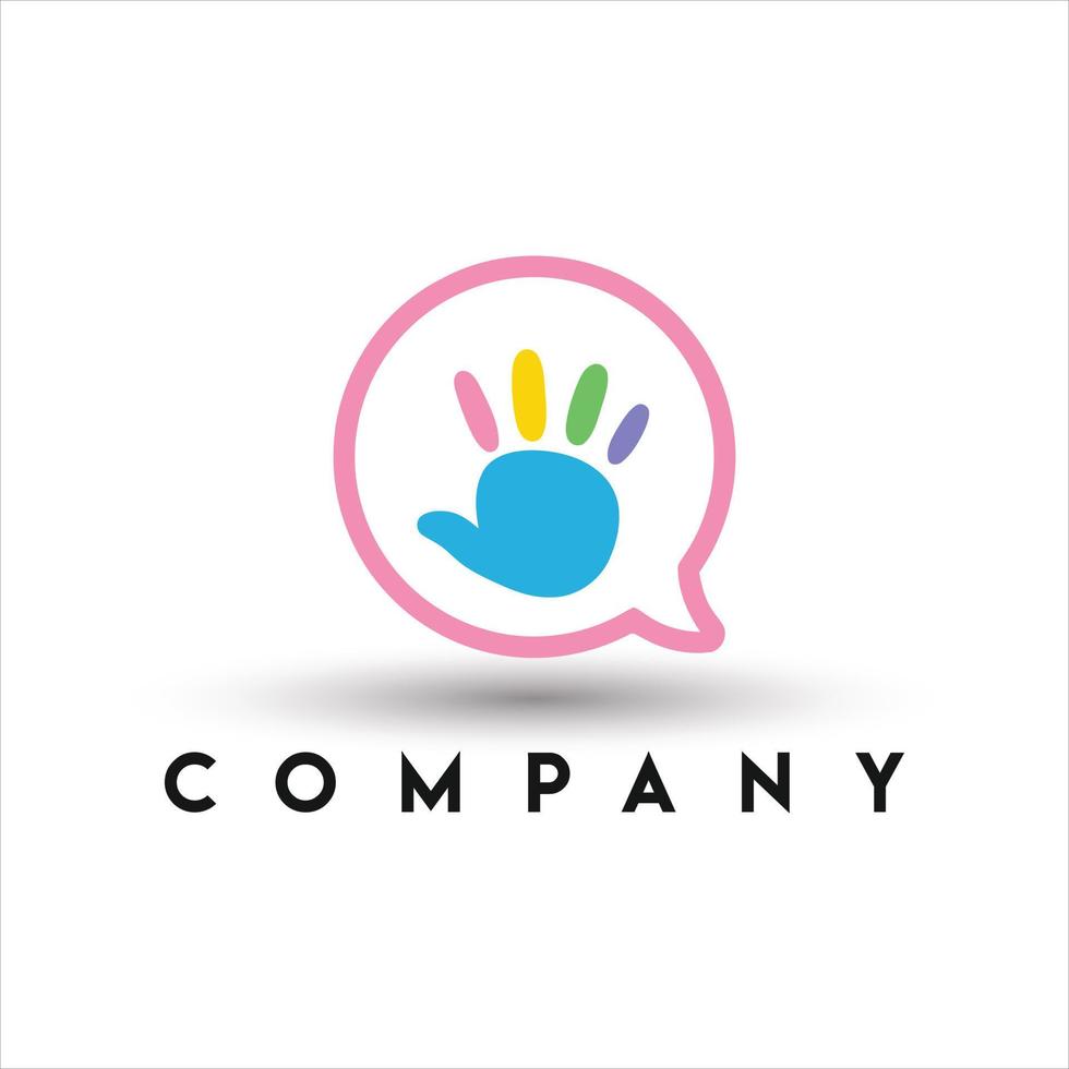 kinderen praten logo. kinderen hand- logo vector