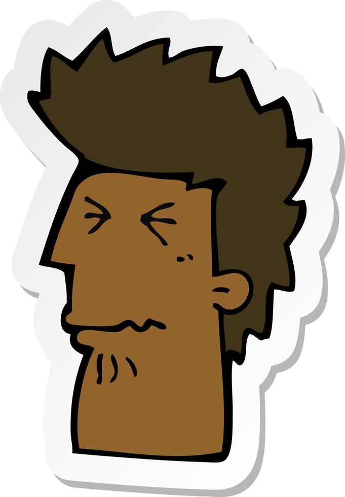 sticker van een cartoon ongelukkige man vector