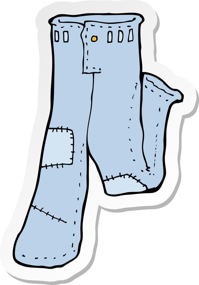 sticker van een cartoon opgelapte oude spijkerbroek vector