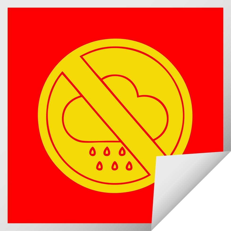 vierkante peeling sticker cartoon geen regen toegestaan teken vector