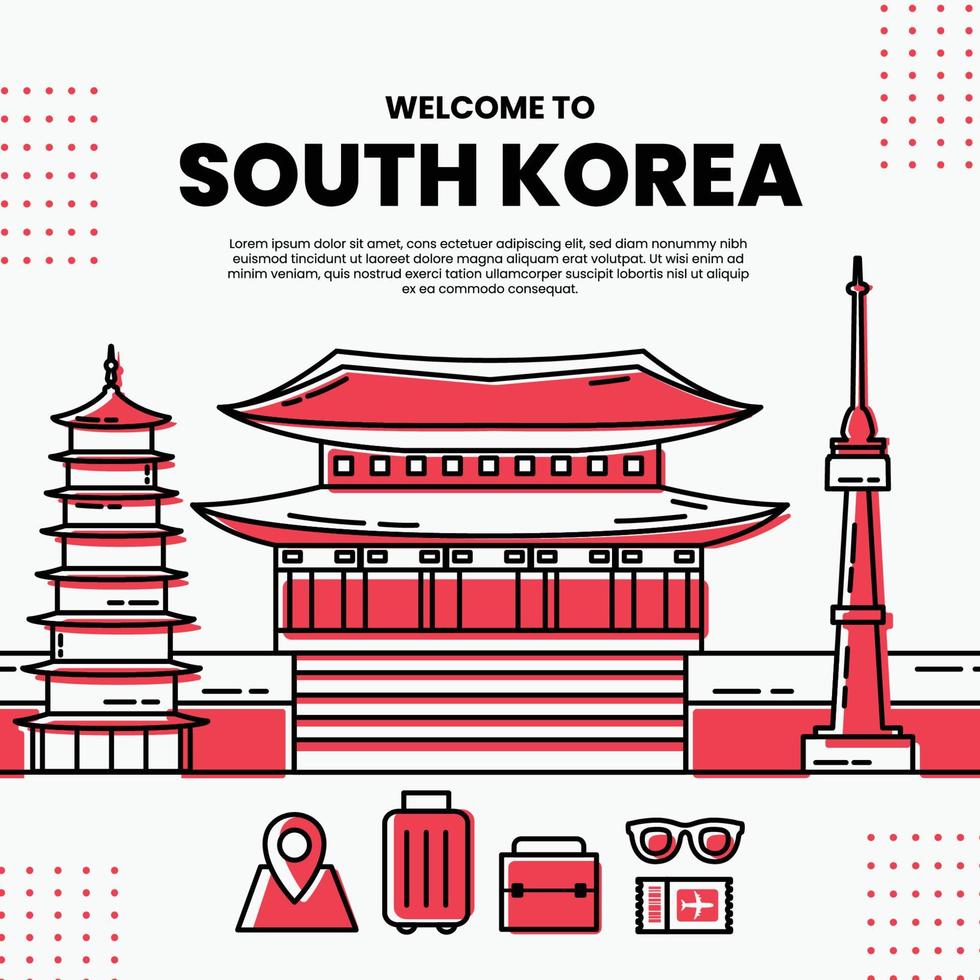 Korea mijlpaal vector illustrasion