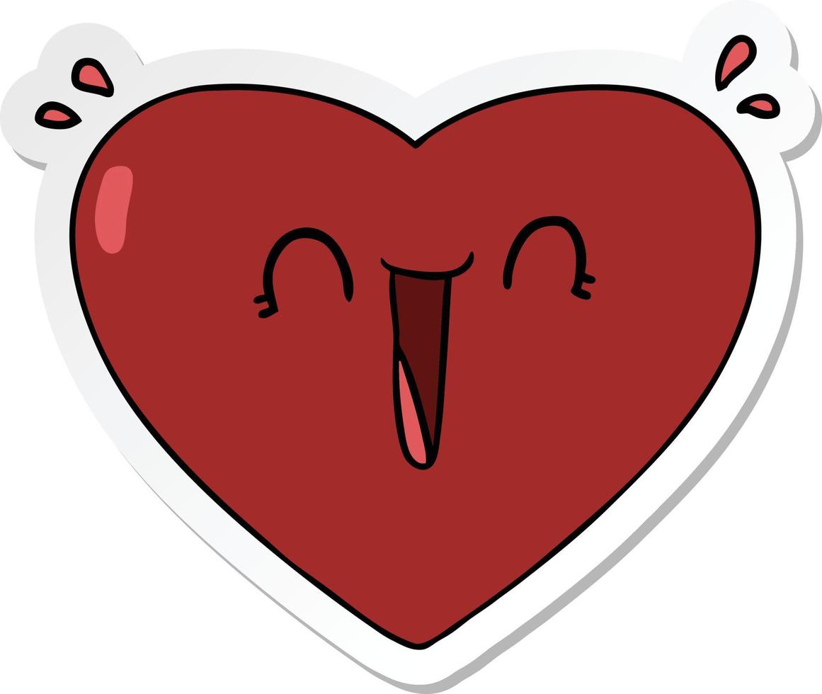 sticker van een cartoon blij hart vector