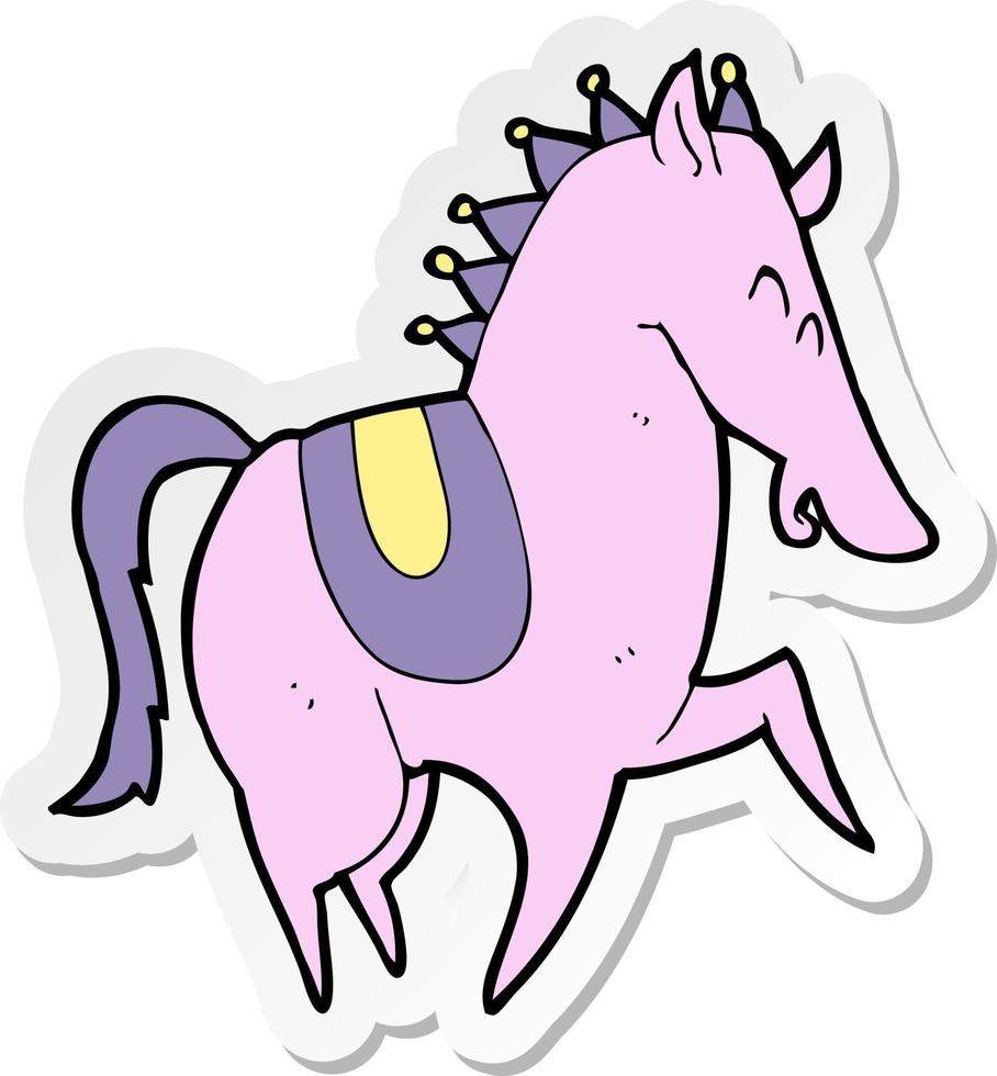 sticker van een cartoon steigerend paard vector