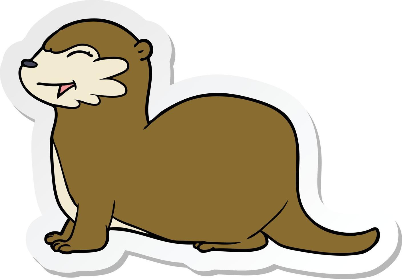 sticker van een lachend Otter tekenfilm vector