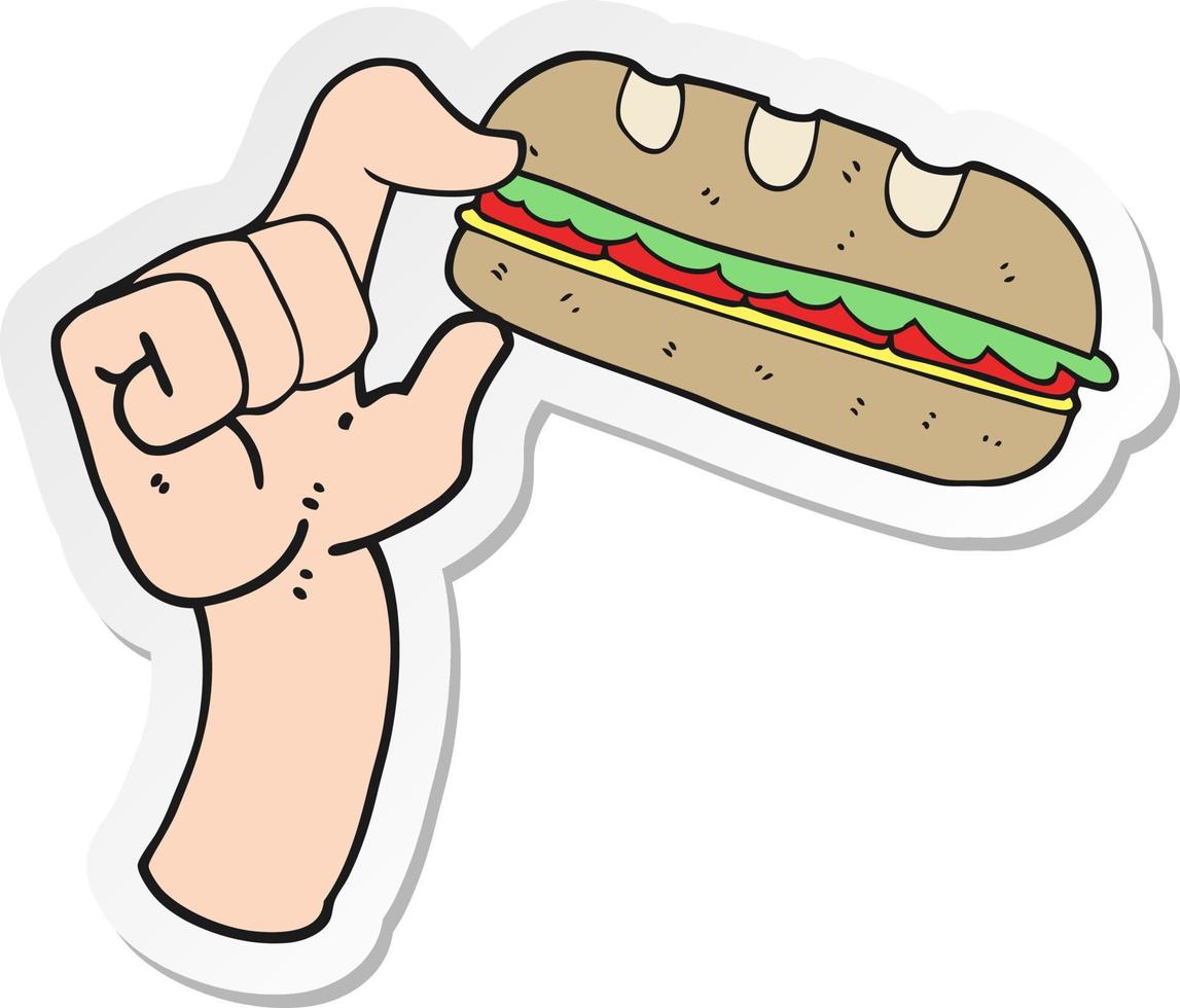 sticker van een tekenfilm sub belegd broodje vector