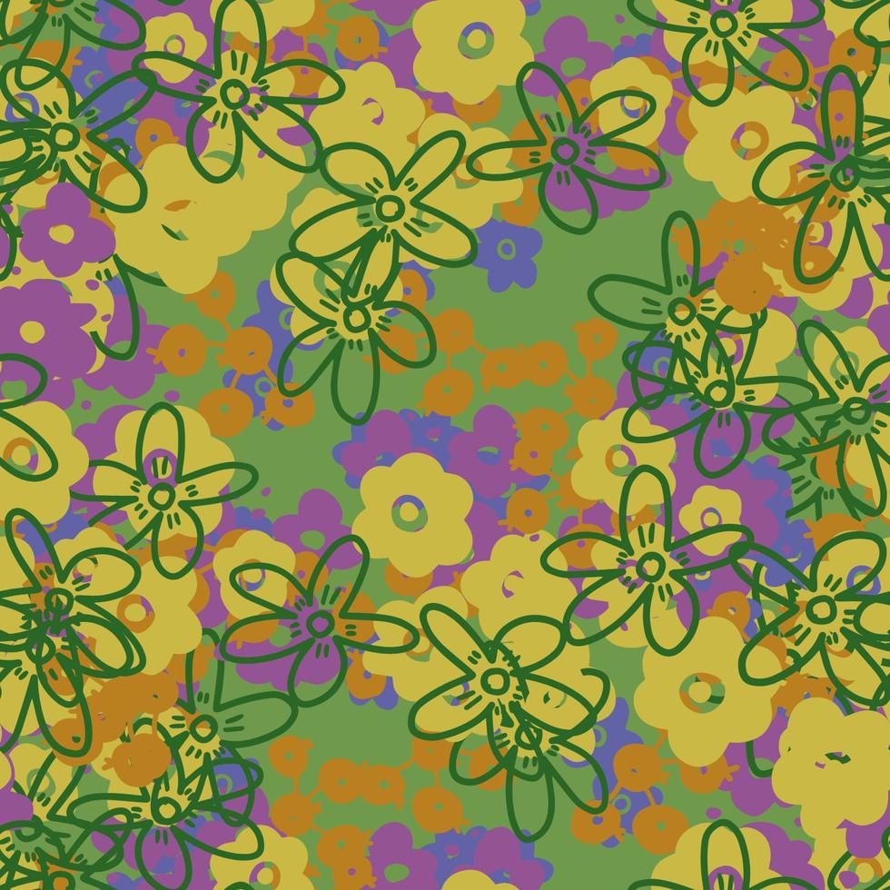 fantasie rommelig uit de vrije hand tekening bloemen vormen naadloos patroon. oneindigheid willekeurig abstract kaart, indeling. creatief achtergrond. textiel, kleding stof, omhulsel papier. vector