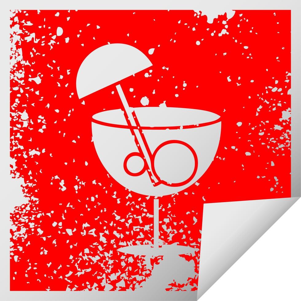 verontruste vierkante peeling sticker symbool fancy cocktail vector