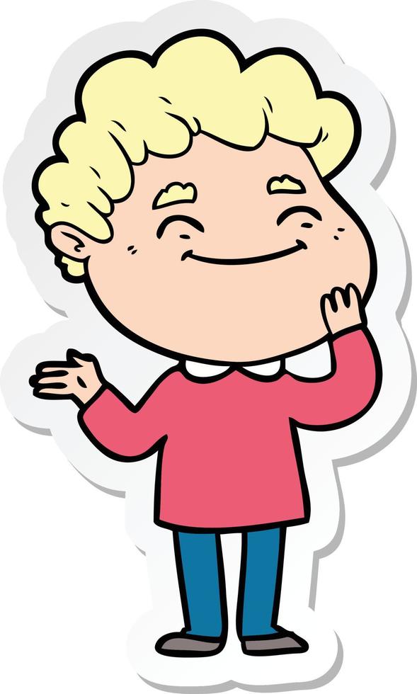 sticker van een cartoonvriendelijke man vector