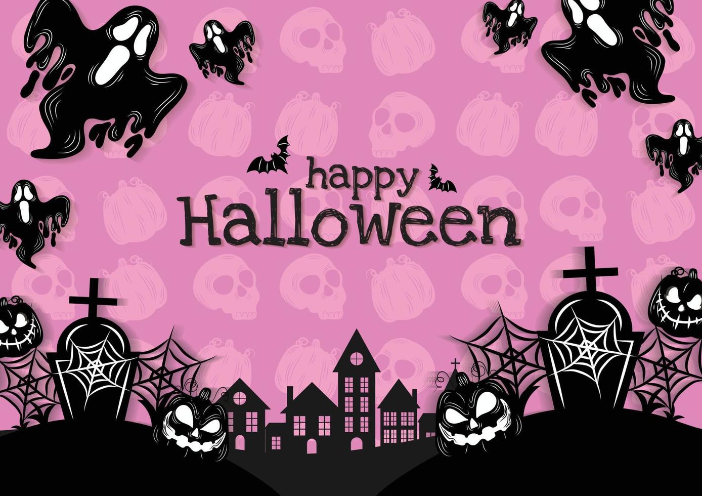 gelukkig halloween banier schattig halloween items kunst ontwerp vector