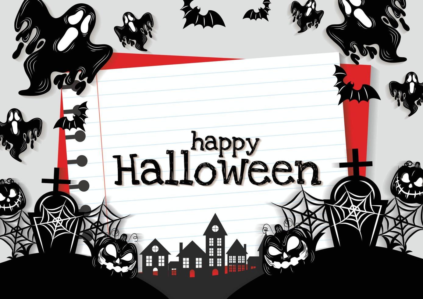 gelukkig halloween banier schattig halloween items wit achtergrond vector