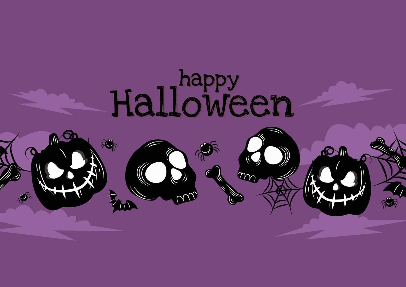 boos pompoen halloween banier Purper achtergrond vector