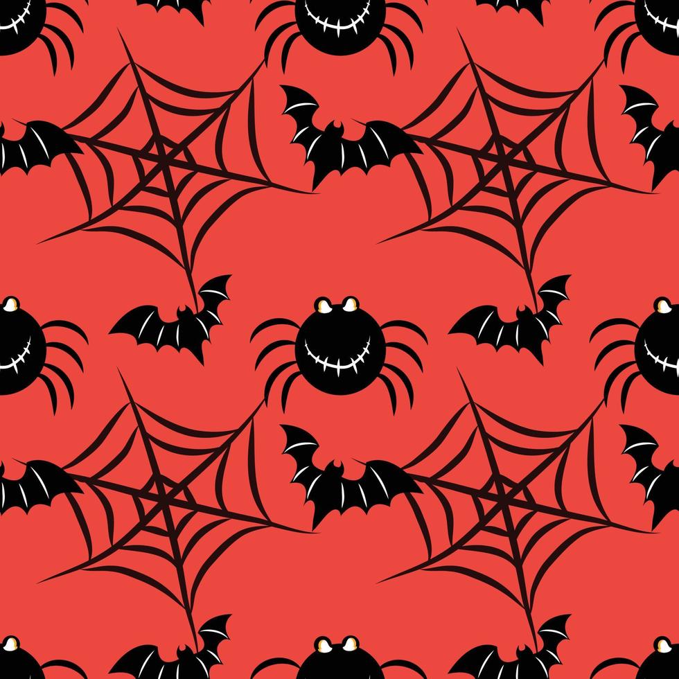 halloween schattig item naadloze vector ontwerp rode achtergrond