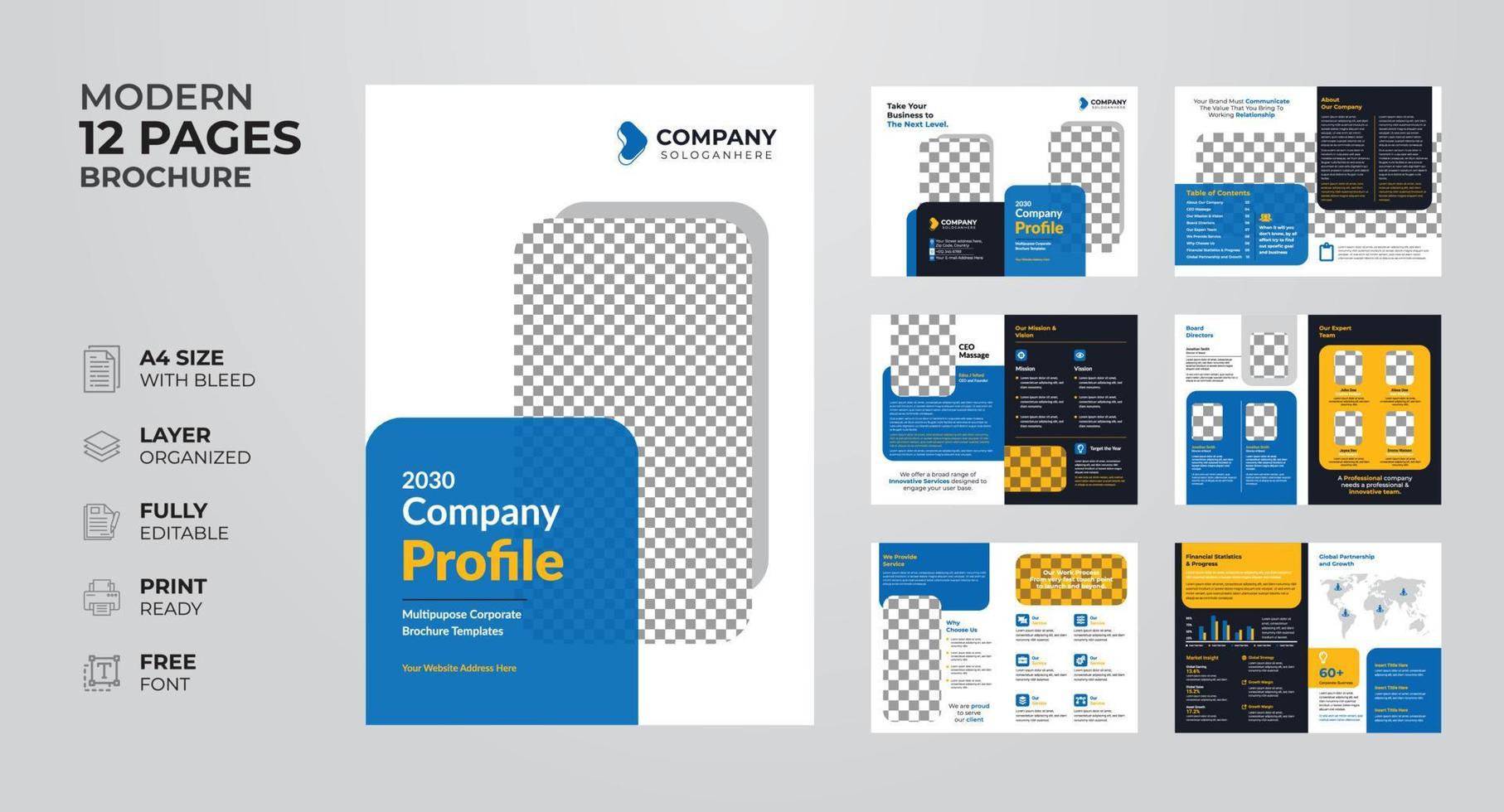 creatief en modern jaar- verslag doen van bedrijf profiel bedrijf voorstel multipurpose brochure sjabloon vector