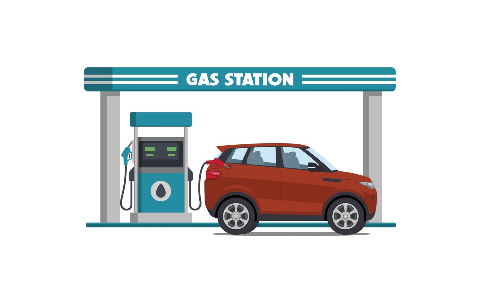 tekenfilm suv auto Aan gas- station vector illustratie