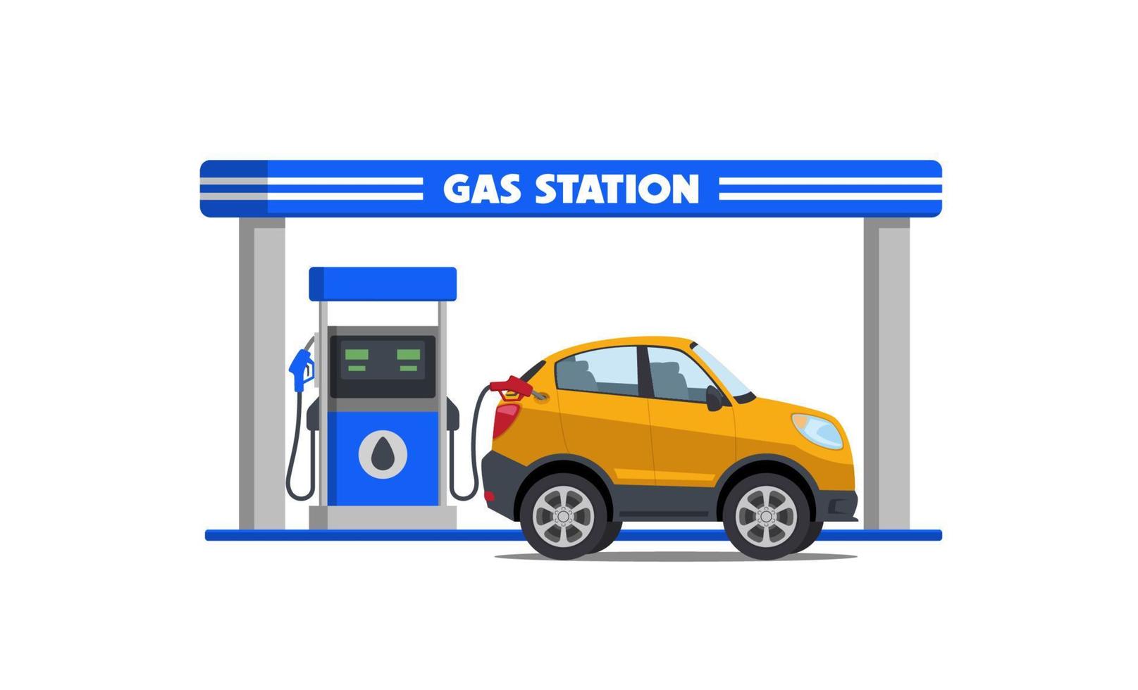 tekenfilm suv auto Aan gas- station vector illustratie