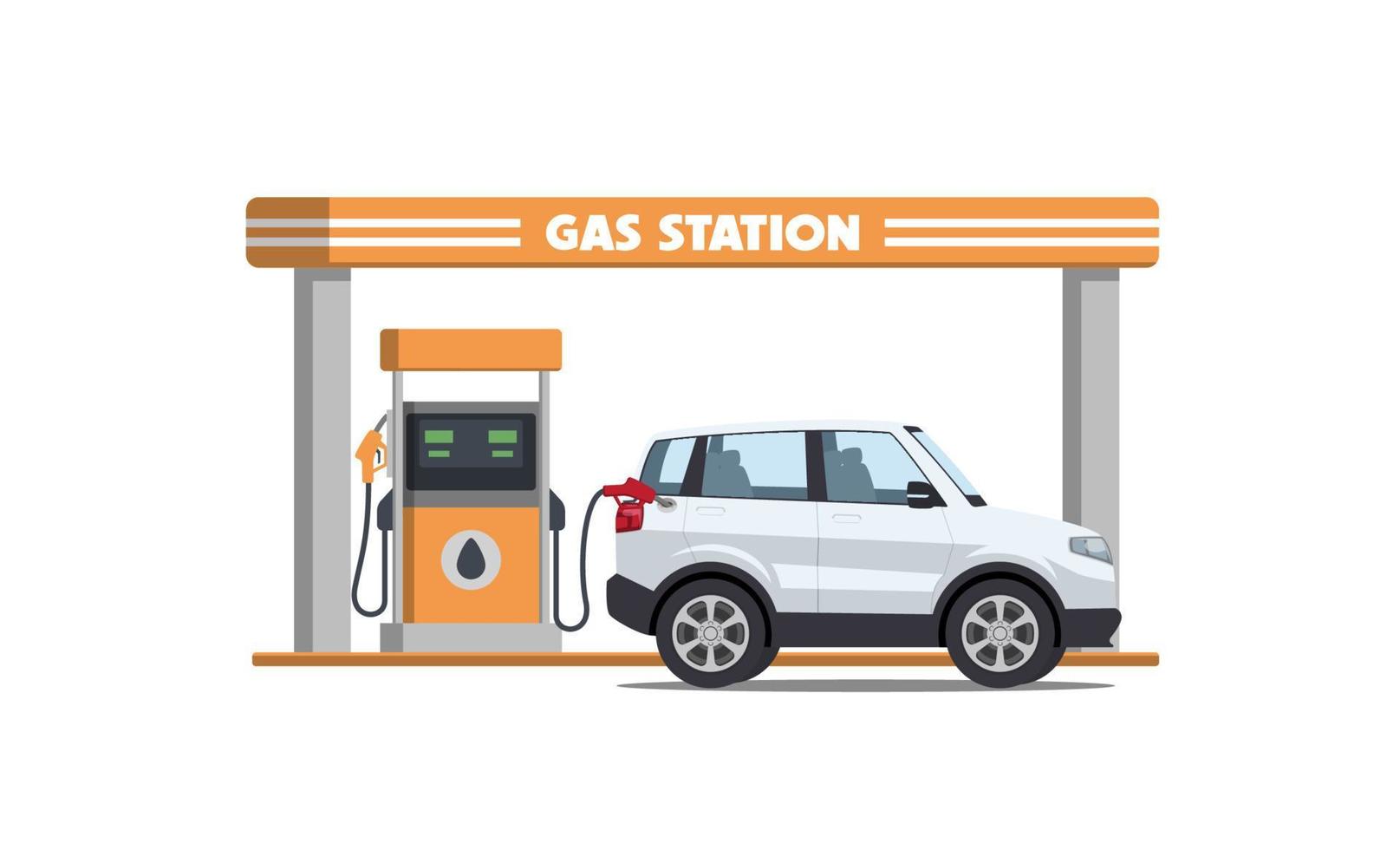 tekenfilm suv auto Aan gas- station vector illustratie