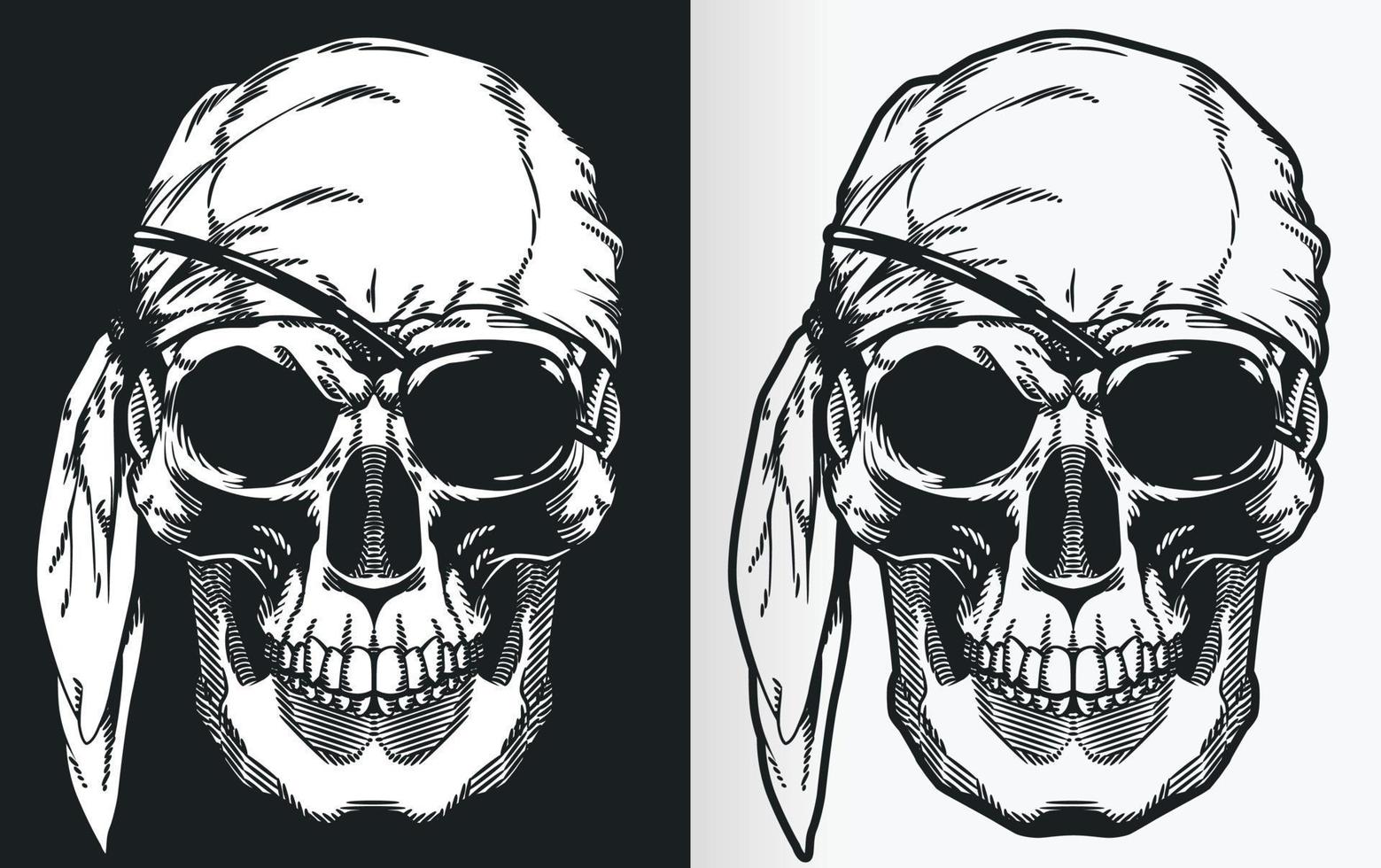 wijnoogst piraat schedel voorkant visie silhouet vector