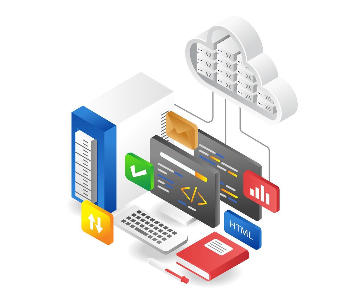 programma taal met wolk server vector