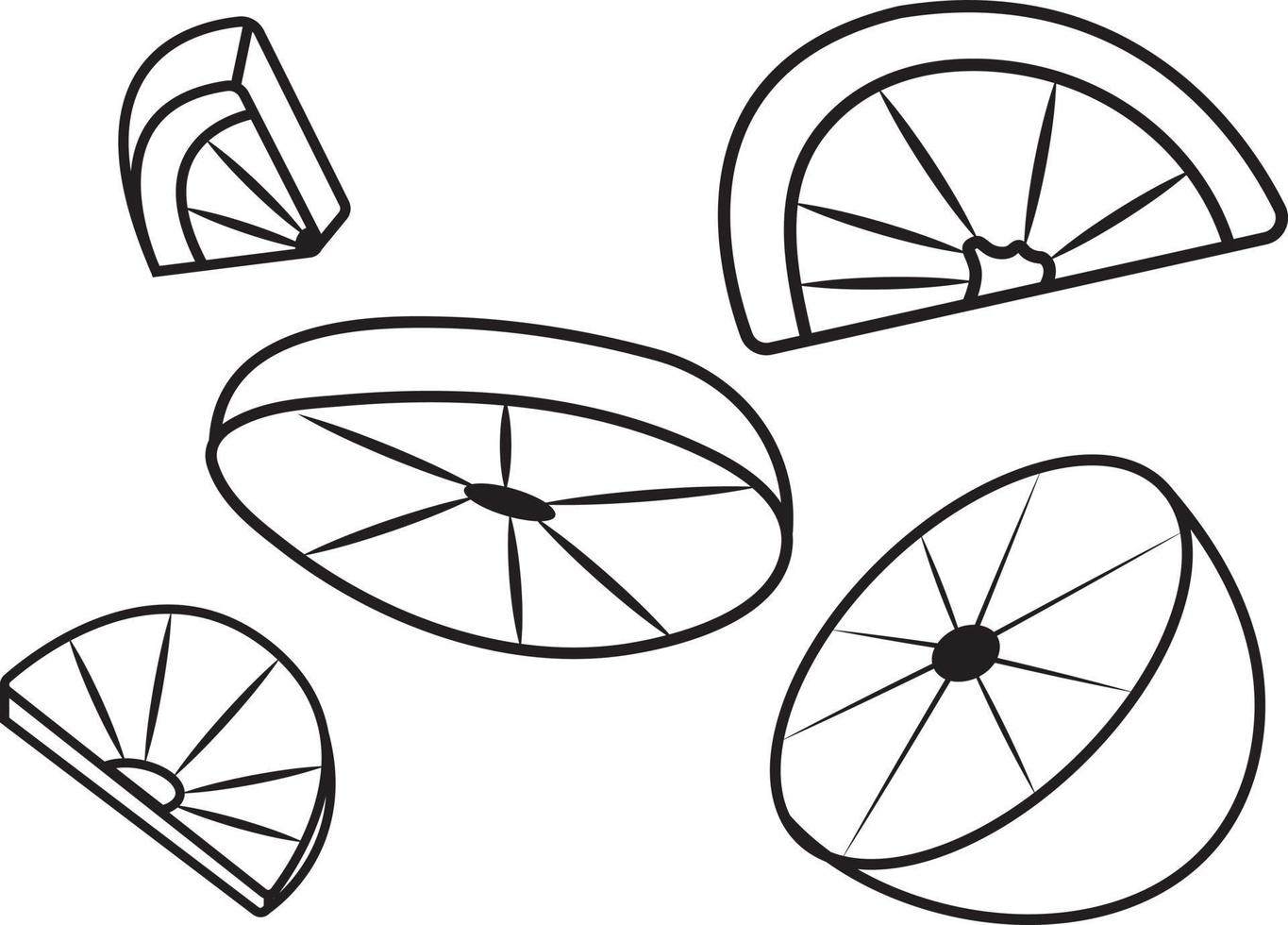 oranje of citroen in vijf vormen. vector illustratie