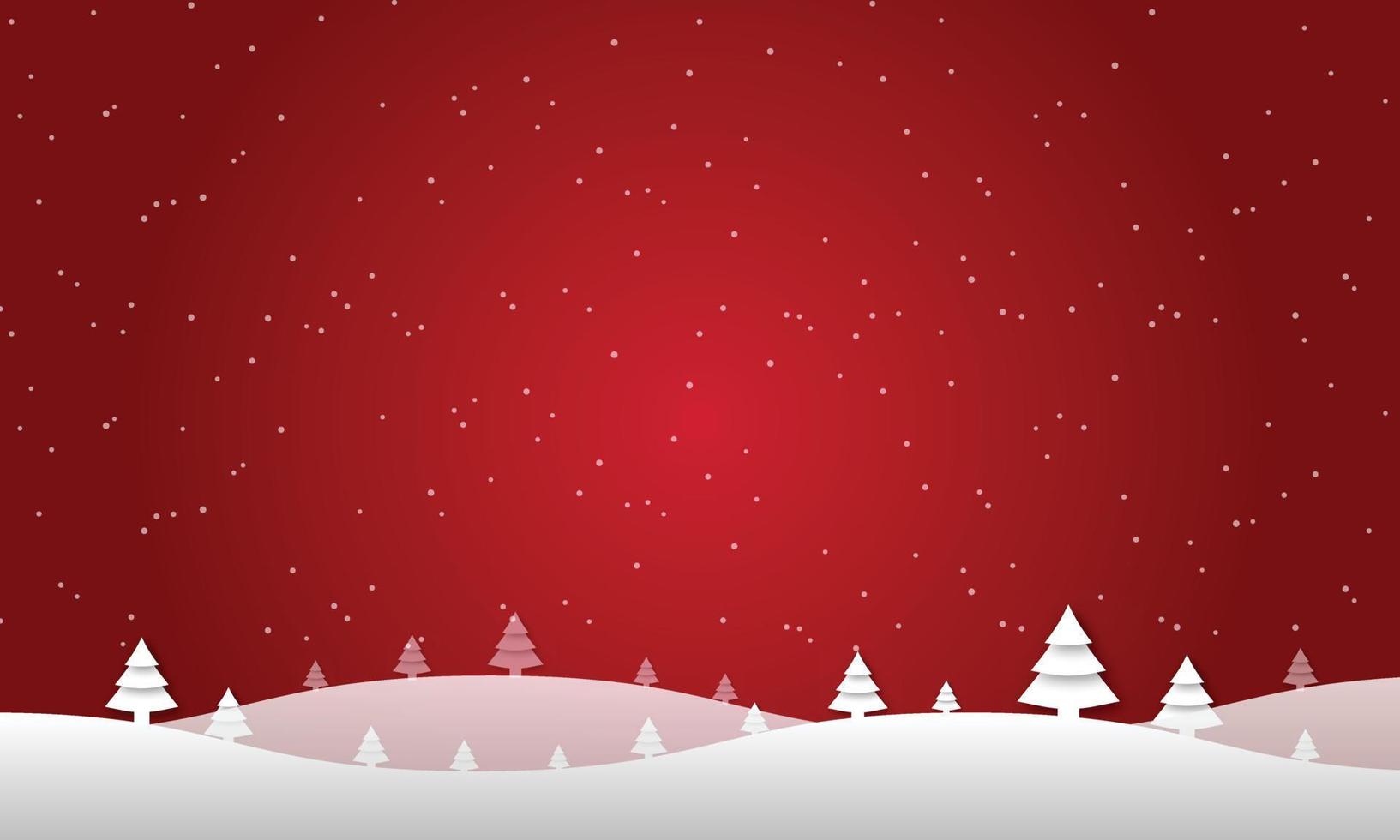 Kerst achtergrondontwerp van dennenboom en sneeuwvlok met sneeuw vallen in de winter vectorillustratie vector
