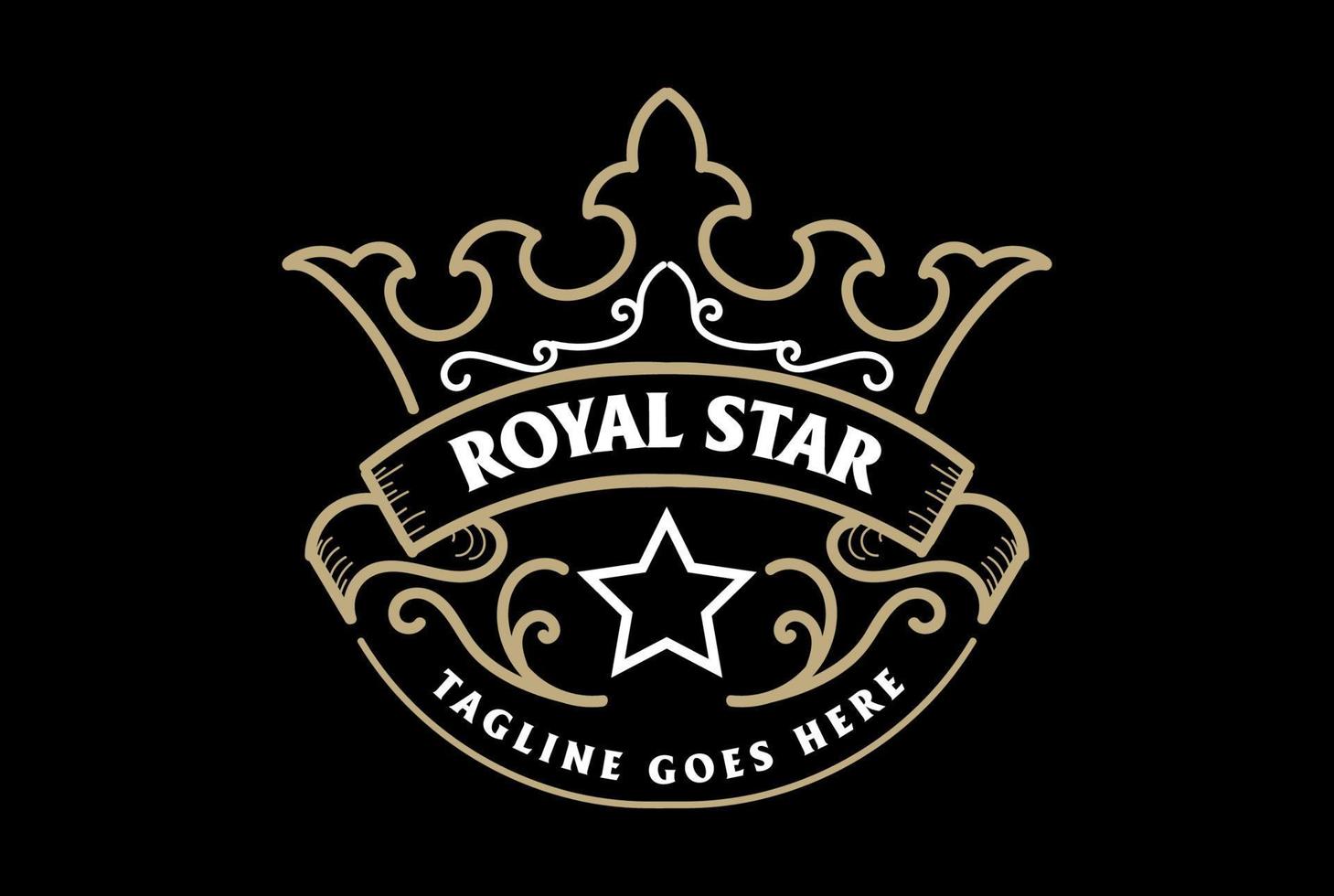 wijnoogst retro gouden Koninklijk koning koningin kroon insigne embleem etiket logo ontwerp vector