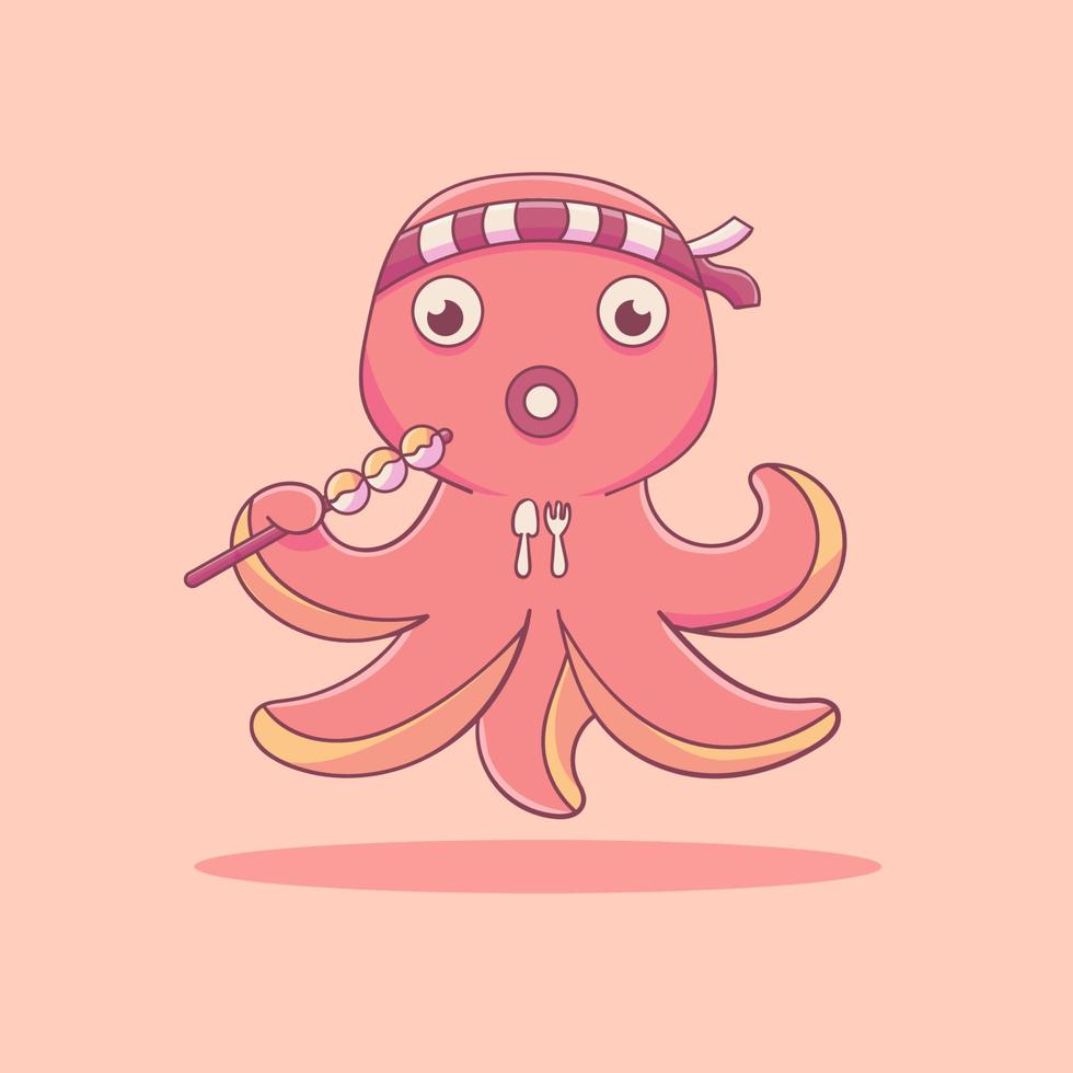 schattig Octopus eten takoyaki illustratie vector