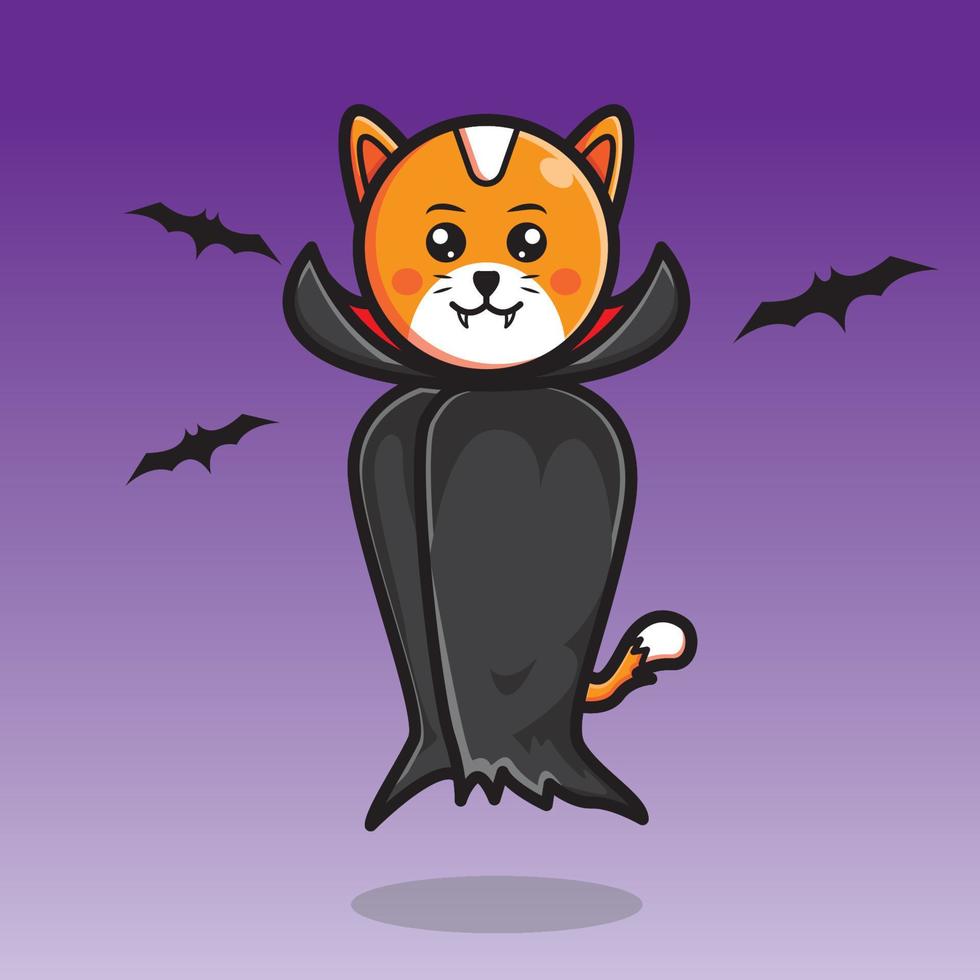 schattig vampier kat vliegend naar u Aan halloween dag vector