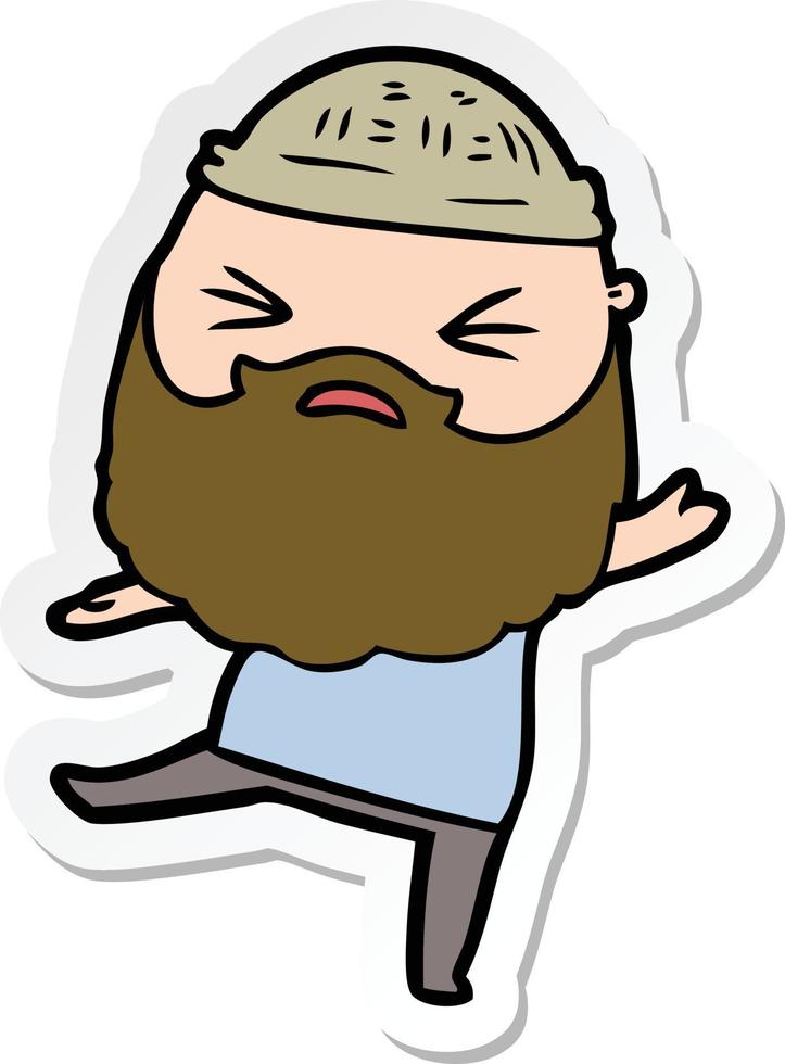 sticker van een tekenfilmman met baard vector