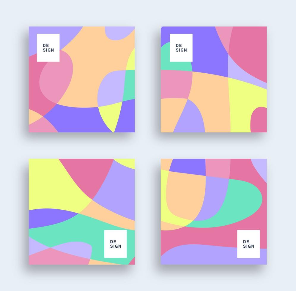 abstracte vloeistof kleurrijke achtergrond instellen. vierkante postsjabloonverzameling. vector