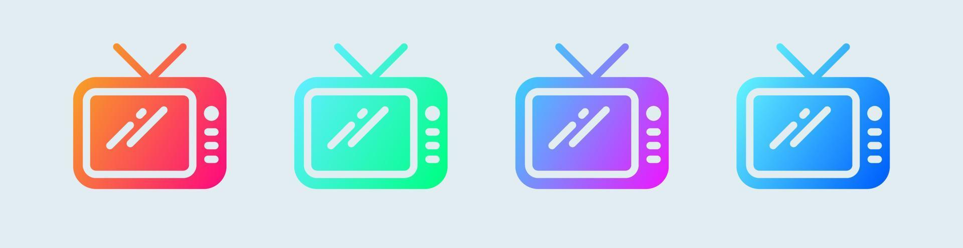 TV solide icoon in helling kleuren. retro TV tekens vector illustratie.