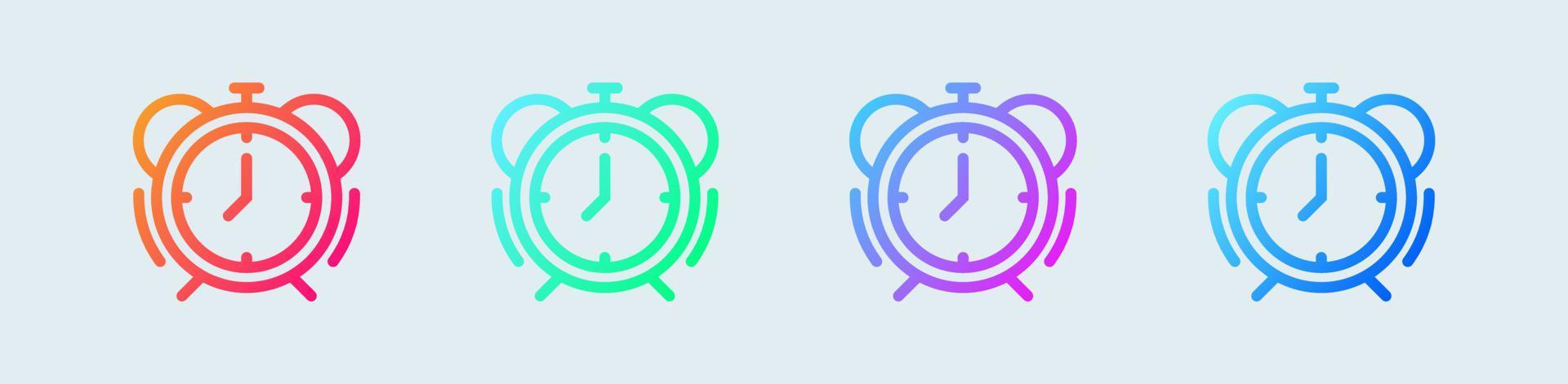 alarm lijn icoon in helling kleuren. timer tekens vector illustratie.