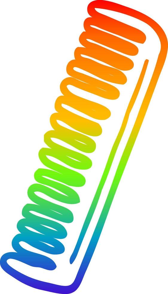 regenbooggradiënt lijntekening cartoon kam vector