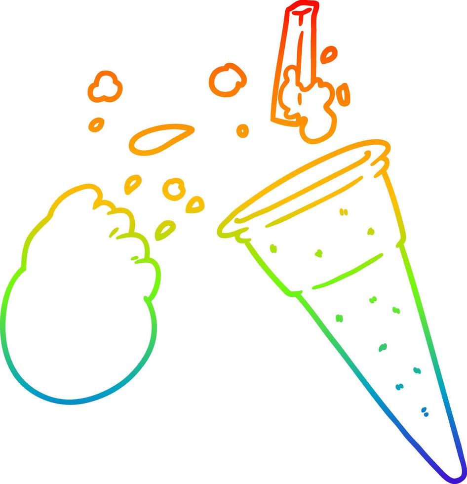 regenbooggradiënt lijntekening cartoon ijs vector