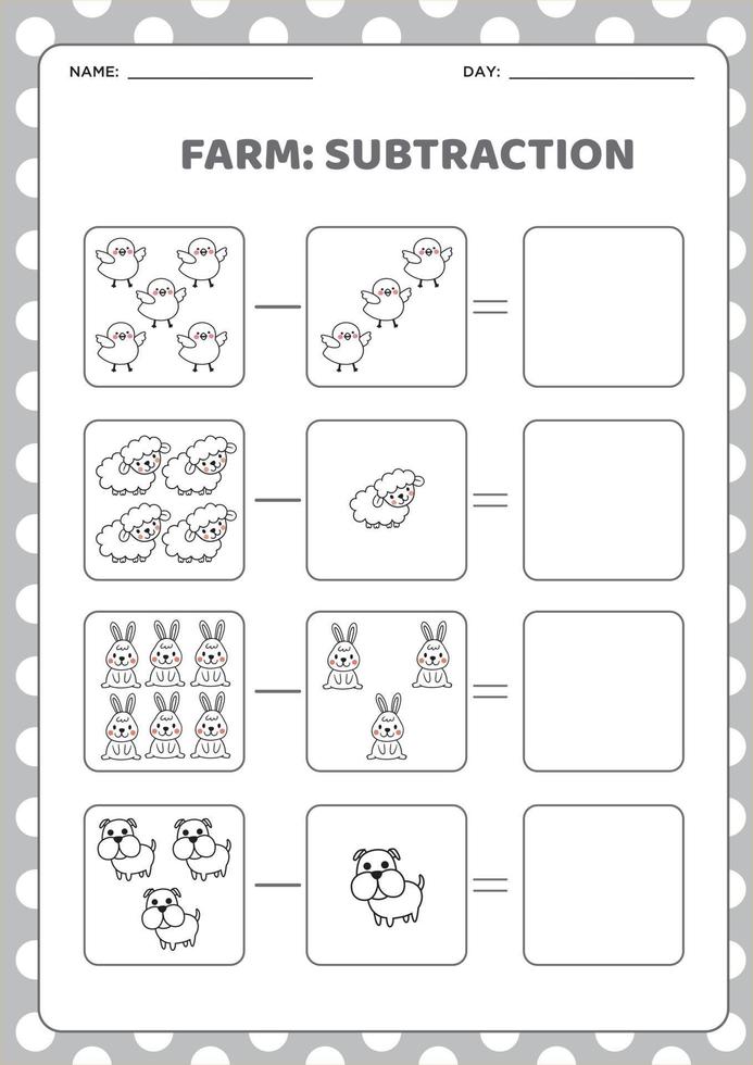 aftrekken met dieren. vector