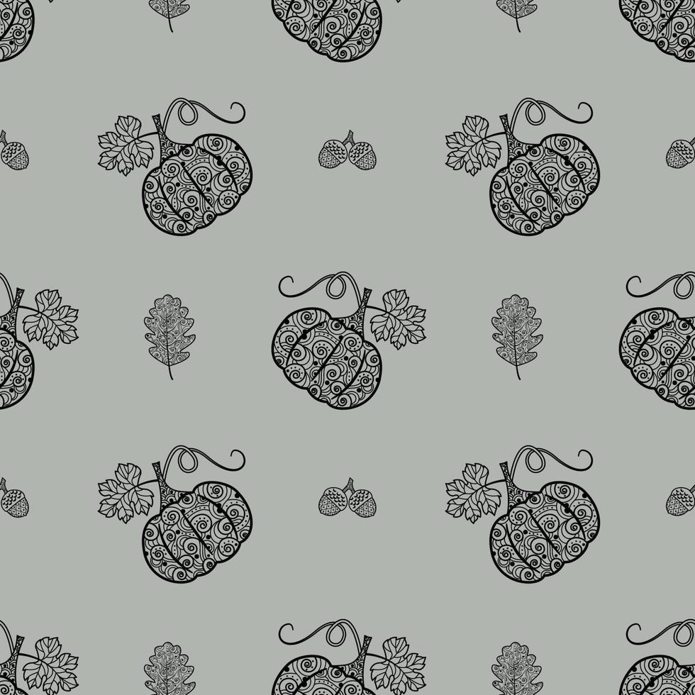 naadloos patroon met pompoenen en eikels. vector geïsoleerd achtergrond met pompoenen met een mooi ornament. structuur voor textiel of omhulsel papier. herfst patroon.