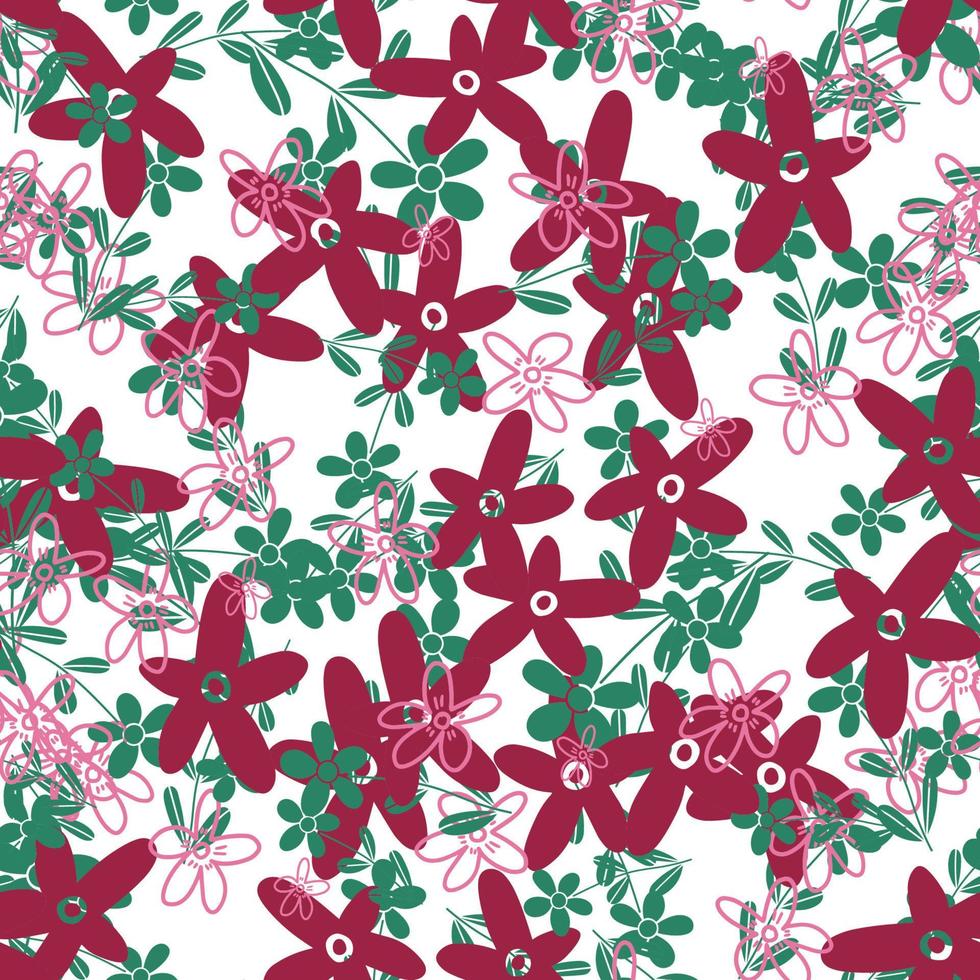 fantasie rommelig uit de vrije hand tekening bloemen vormen naadloos patroon. oneindigheid willekeurig abstract kaart, indeling. creatief achtergrond. textiel, kleding stof, omhulsel papier. vector