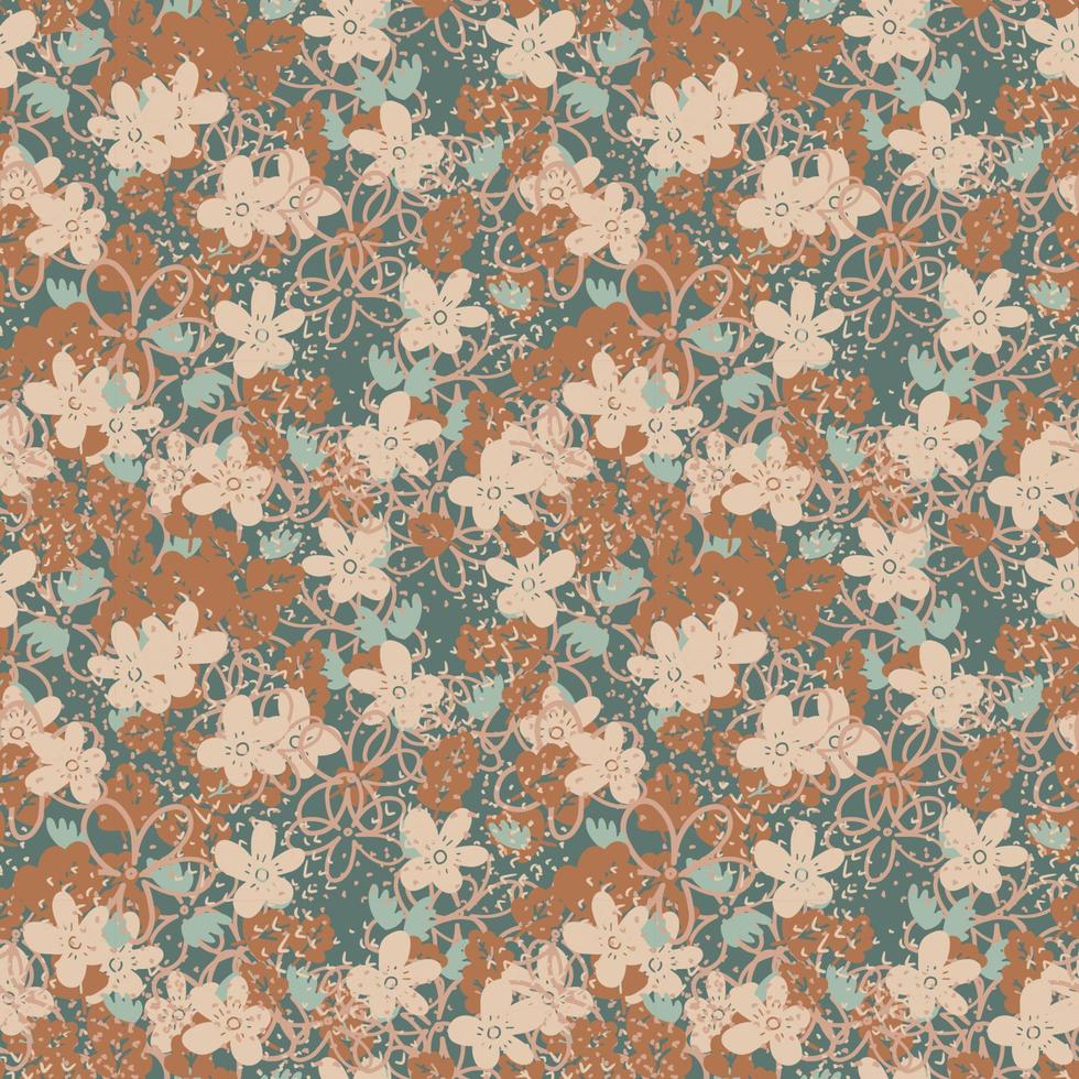 abstract kleurrijk rommelig tekening bloem naadloos patroon. fantasie bloemen achtergrond. ditsy bloem textuur. vector