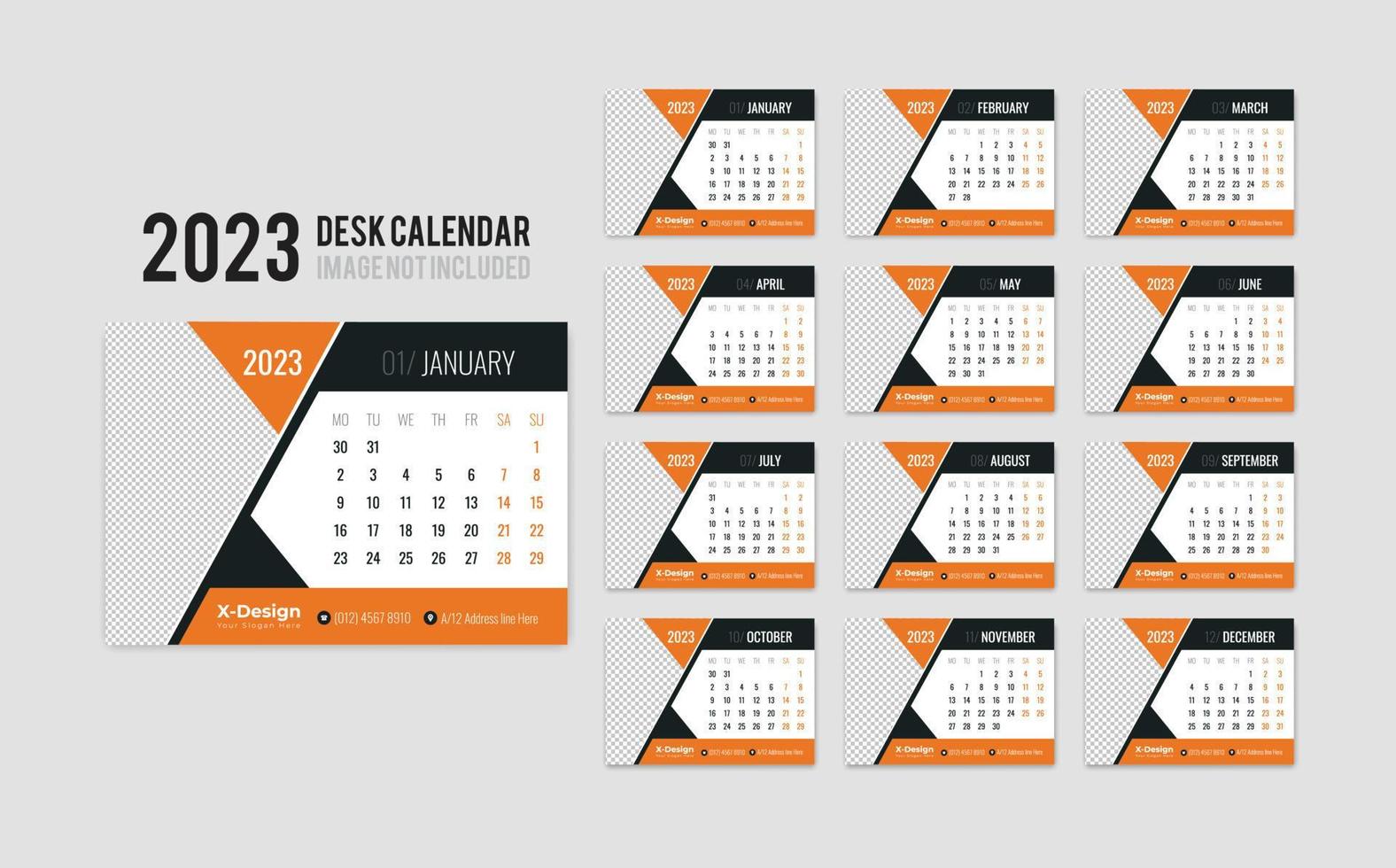 2023 nieuw jaar bureau kalender sjabloon , dagelijks bureau kalender vector