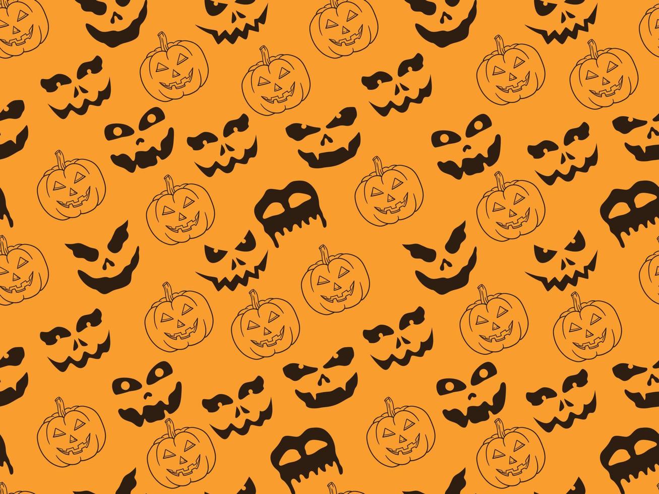 naadloos halloween gezichten patroon met spookachtig eng pompoen herhalen afdrukken vector