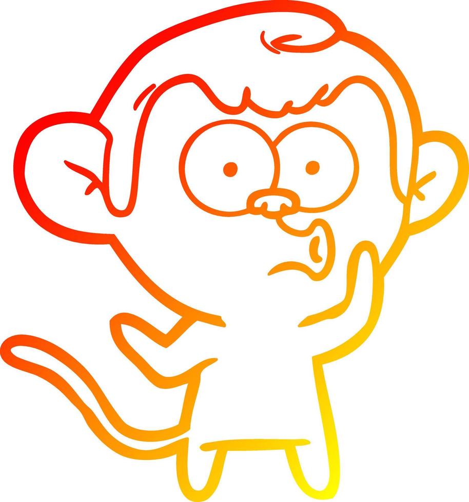 warme gradiënt lijntekening cartoon toeterende aap vector
