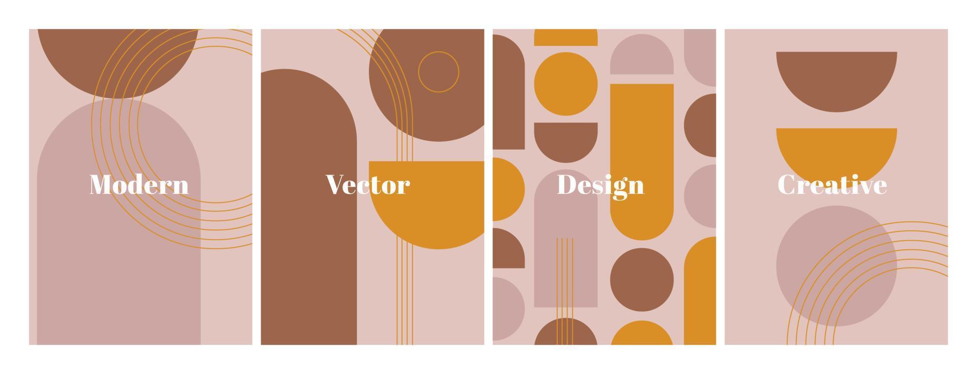 modern reeks van elegant Sjablonen met meetkundig vormen en lijn in neutrale kleuren. abstract achtergrond in minimalistische stijl met ruimte voor tekst. hedendaags vector illustratie