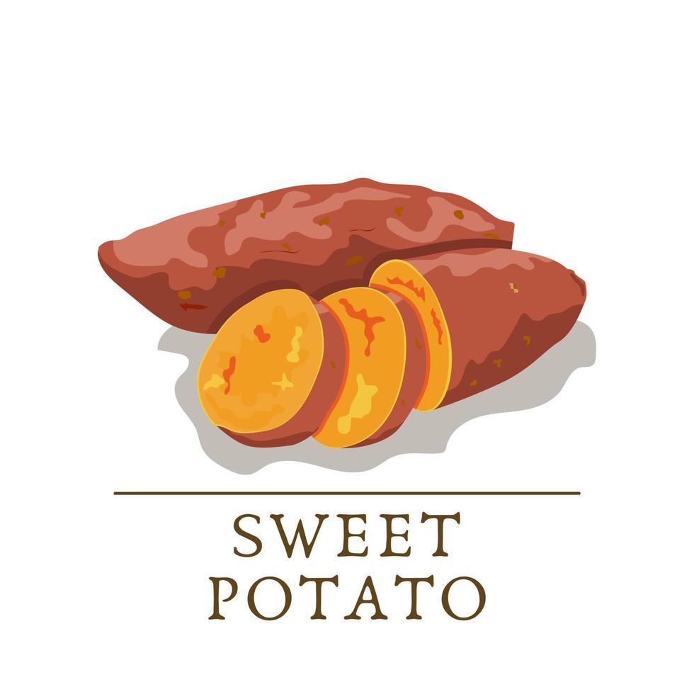 zoet aardappel geïsoleerd Aan de wit achtergrond. vector illustratie, logo of banier