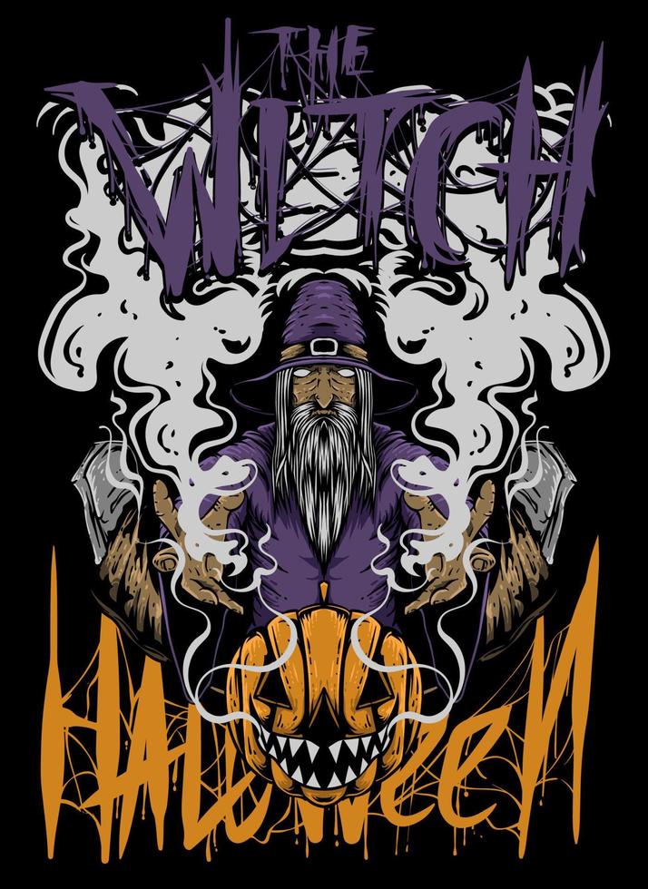 de heks tovenaar illustratie halloween vector