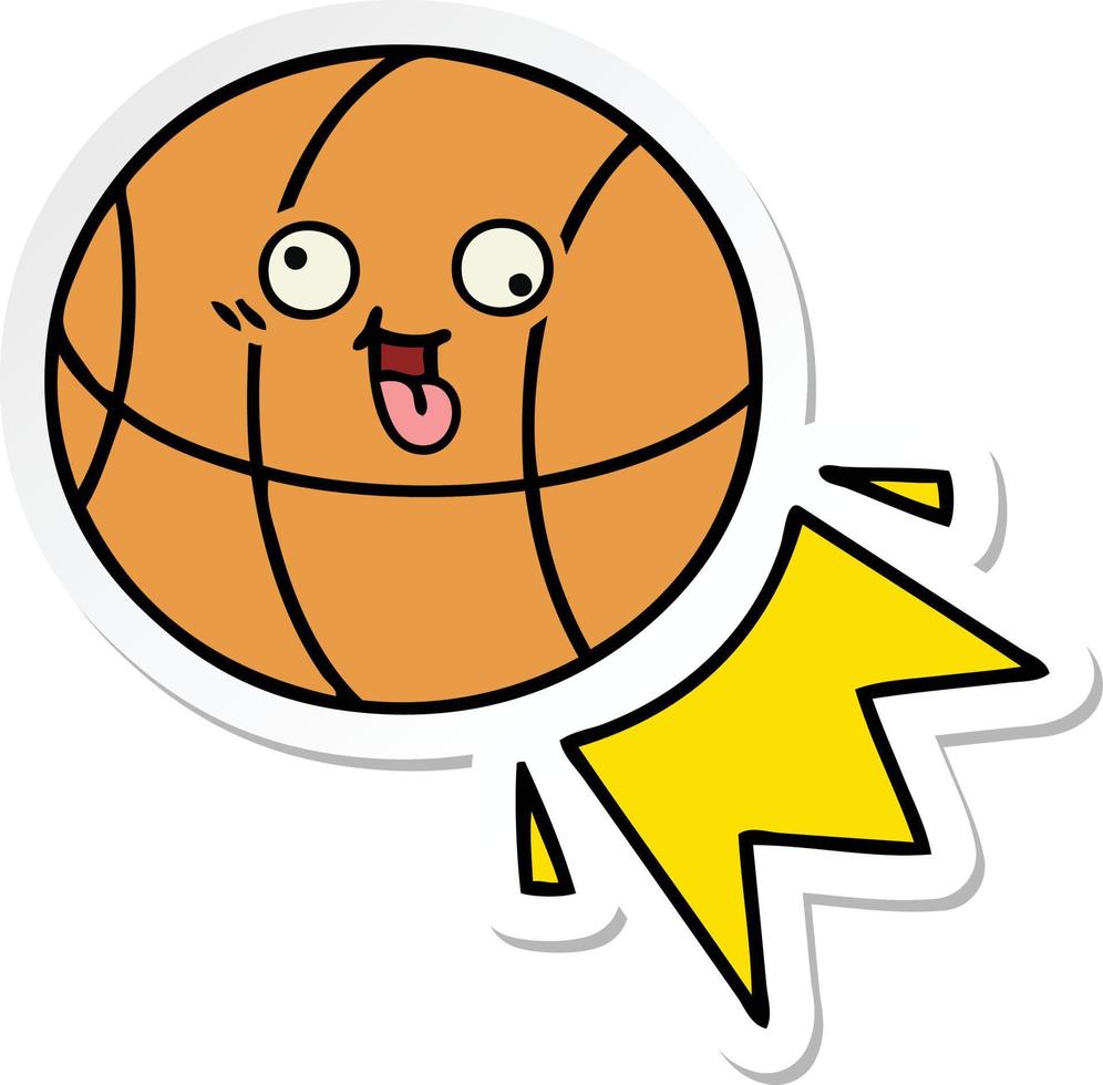 sticker van een schattige cartoonbasketbal vector