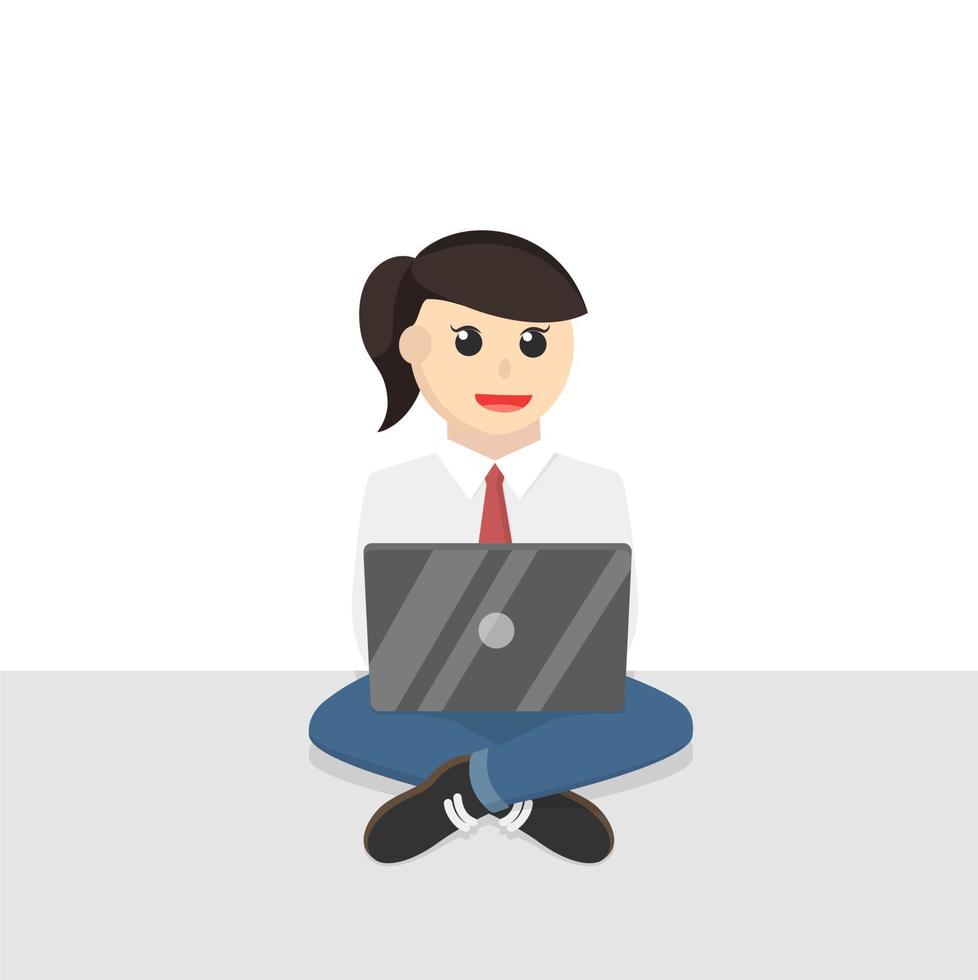 bedrijf vrouw secretaris werk door laptop ontwerp ontwerp karakter Aan wit achtergrond vector