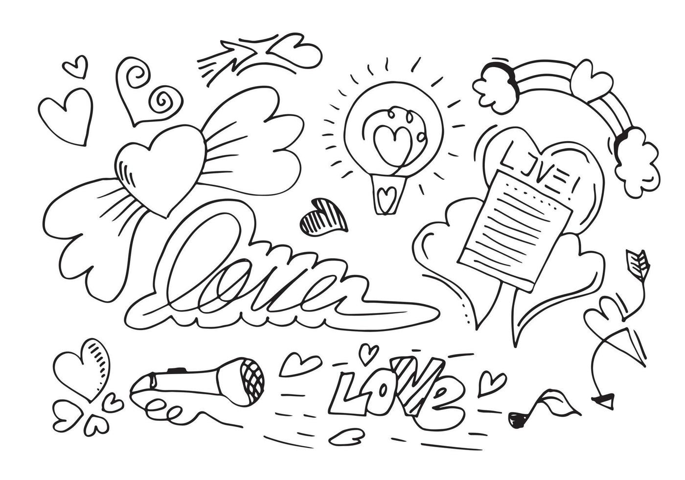 set van liefde. handtekening. doodle stijl. voor uw ontwerp. vector