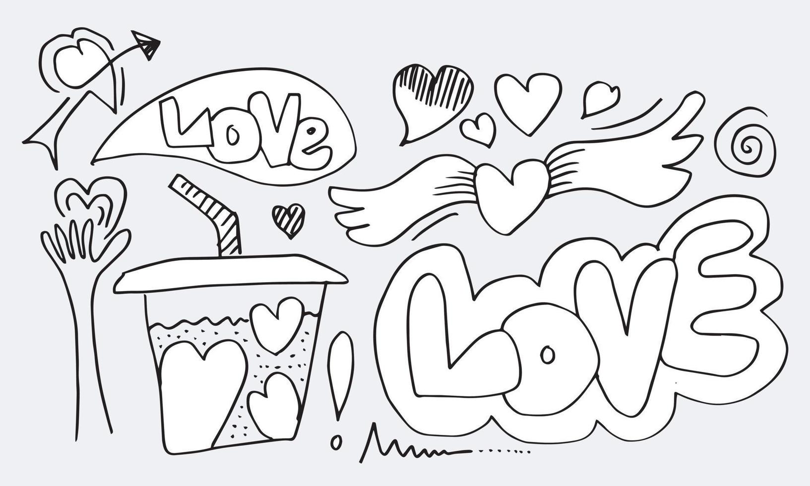 set van liefde. handtekening. doodle stijl. voor uw ontwerp. vector