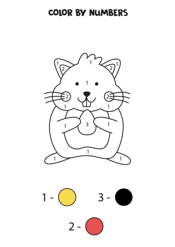 kleur schattig hamster door nummers. werkblad voor kinderen. vector